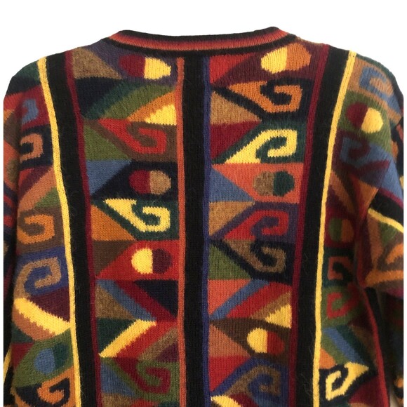 Artesanias Illary Baby Alpaca Cardigan Womens Size M Colorful Abstract Sweater - Picture 7 of 13